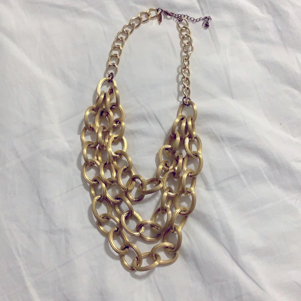 Triple layer gold chain necklace